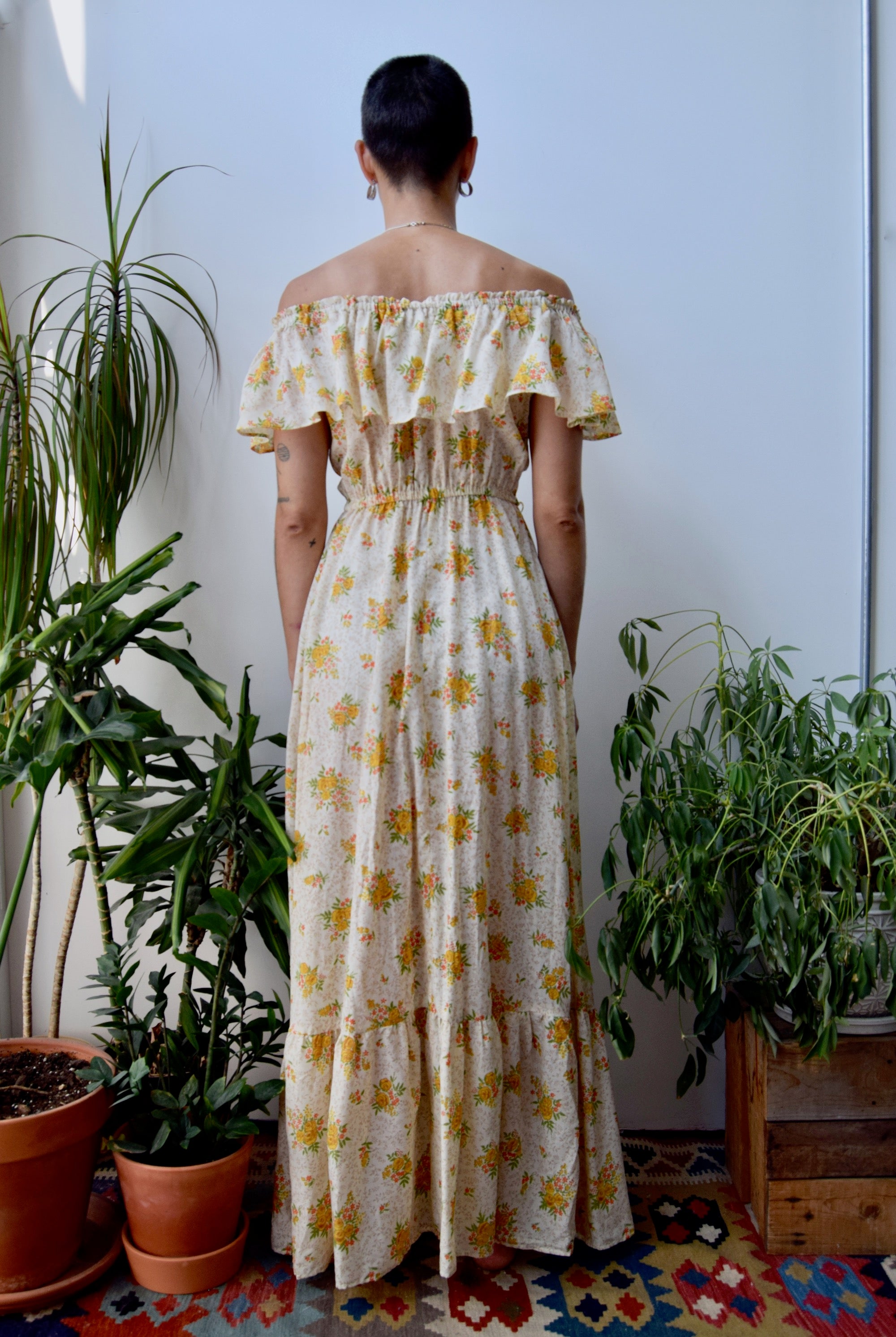 Seventies Marigold Floral Dress