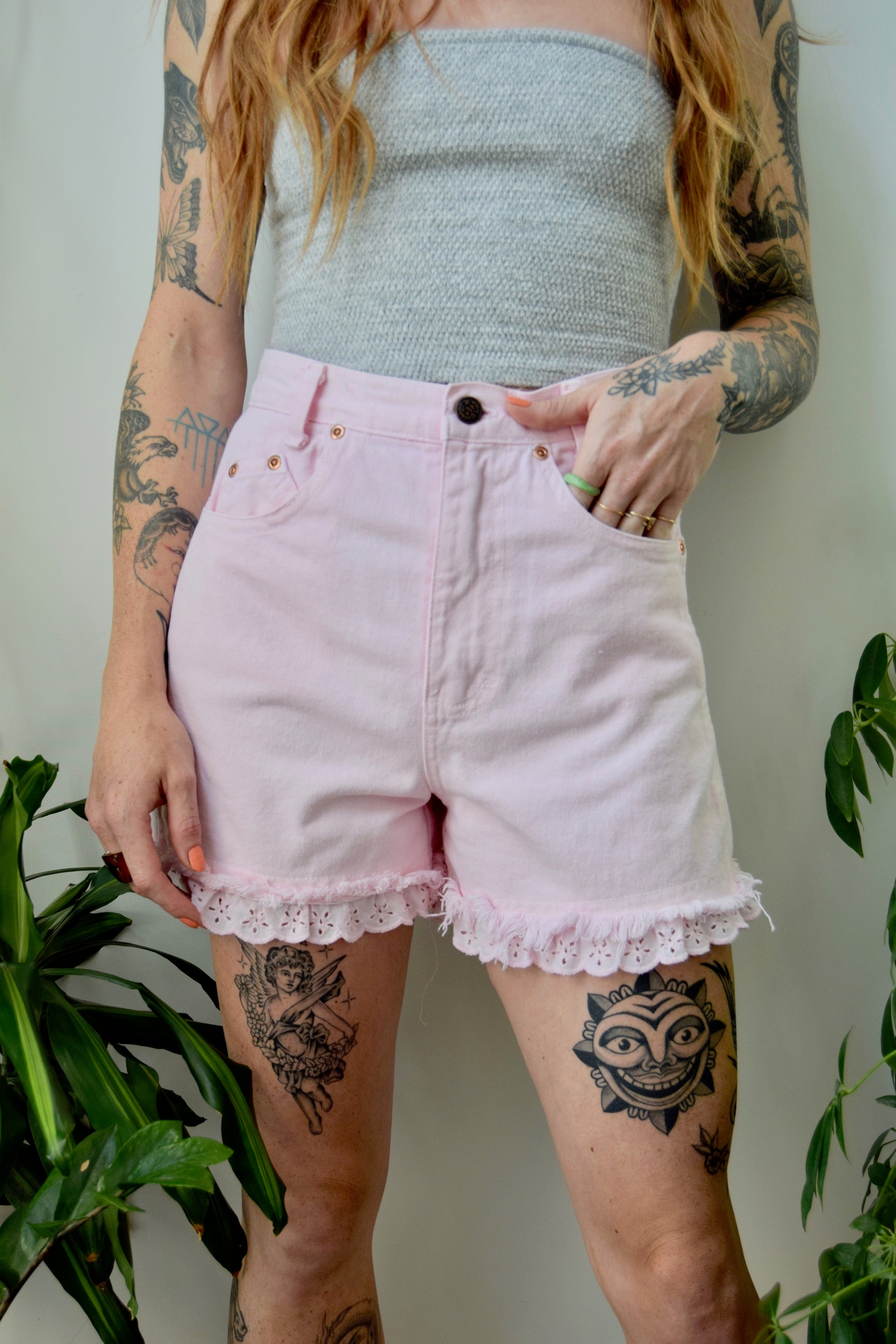 Baby Pink Lace Shorts