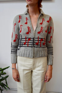 Vintage Jazz Themed Mary Maxim Sweater
