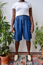 Dark Wash Denim Trouser Shorts