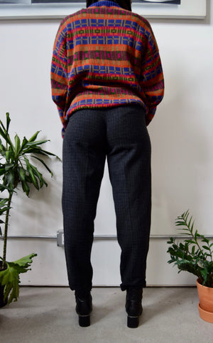 Charcoal Textured Wool Pants