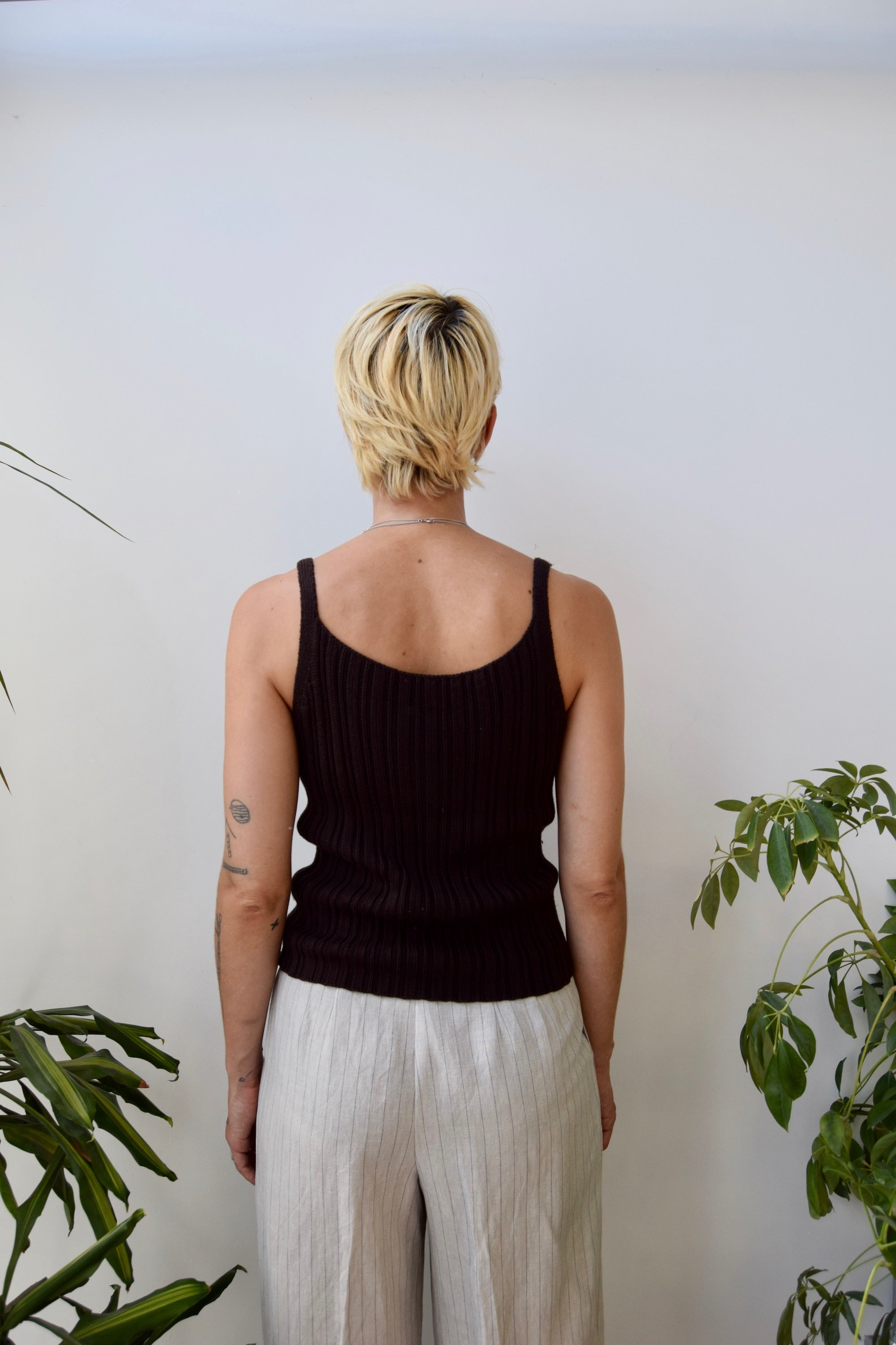 Coffee Ribbed Knit Tank