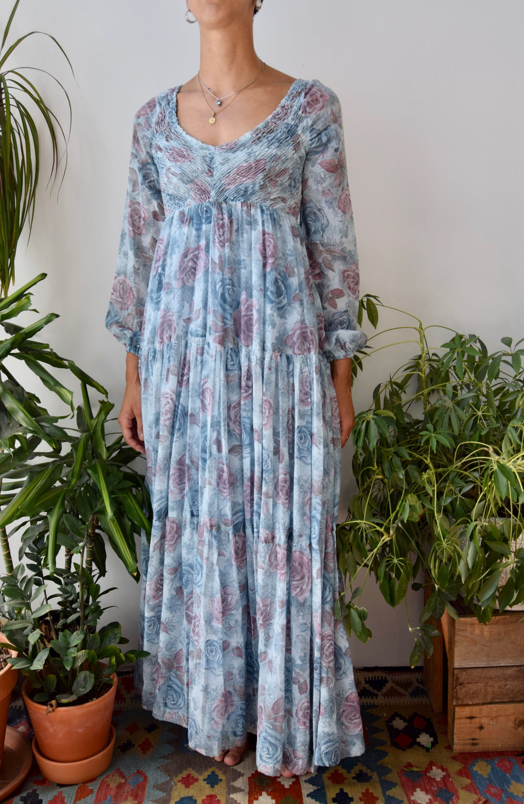 Seventies Blue Rose "Rags of San Francisco" Dress