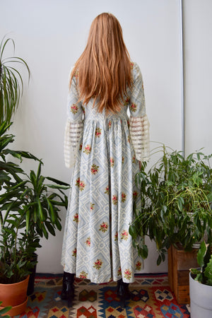 Seventies Lace And Roses Dress