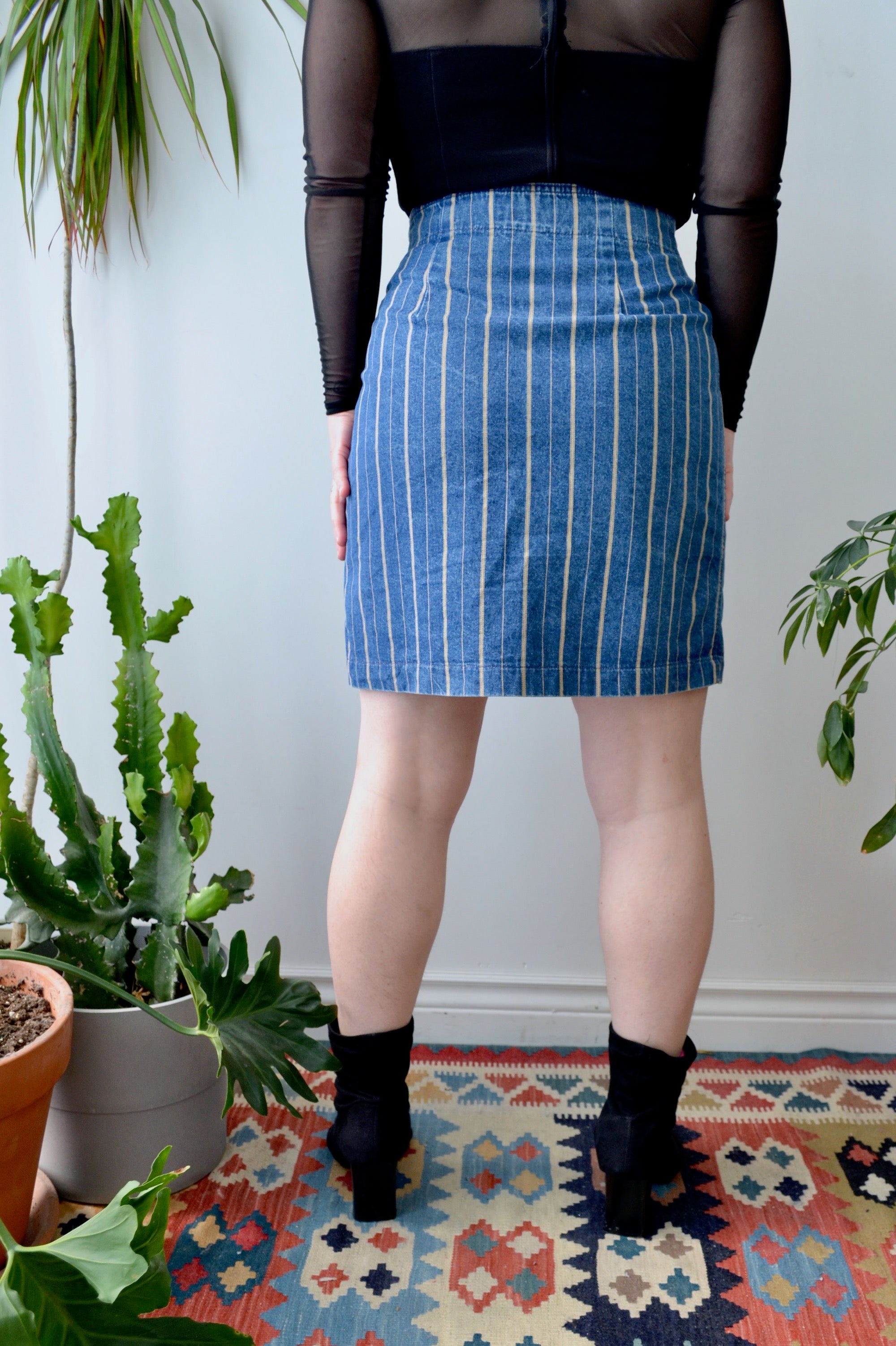 Pinstripe best sale denim skirt