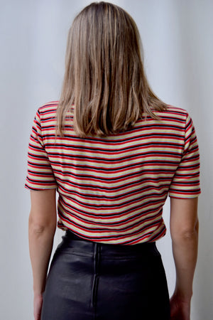 Vintage Striped Acrylic Knit Tee Top