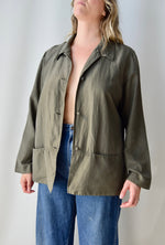 Olive Silk & Linen Jacket Top