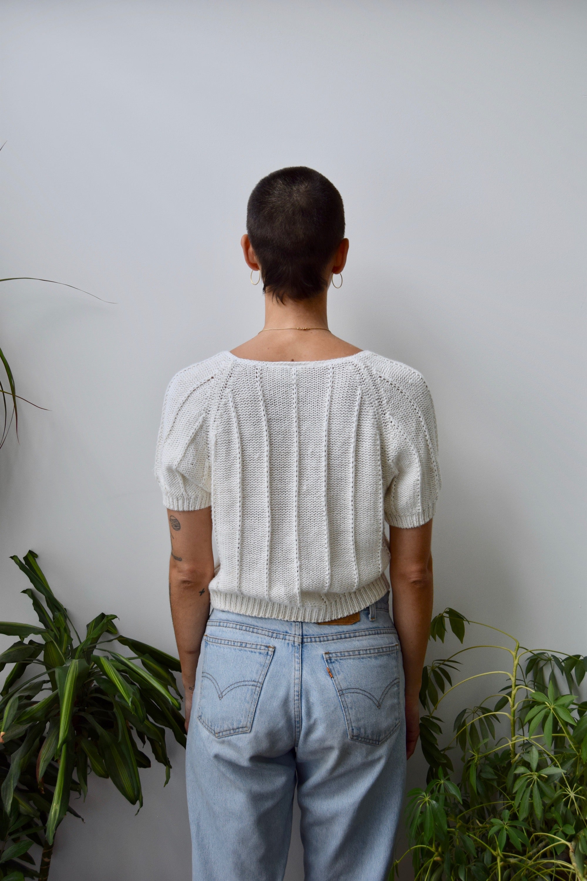 Cropped Cotton Knit Top
