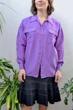 Purple Silk Button Up Blouse