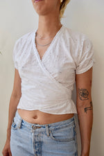 Eyelet Cotton Wrap Blouse