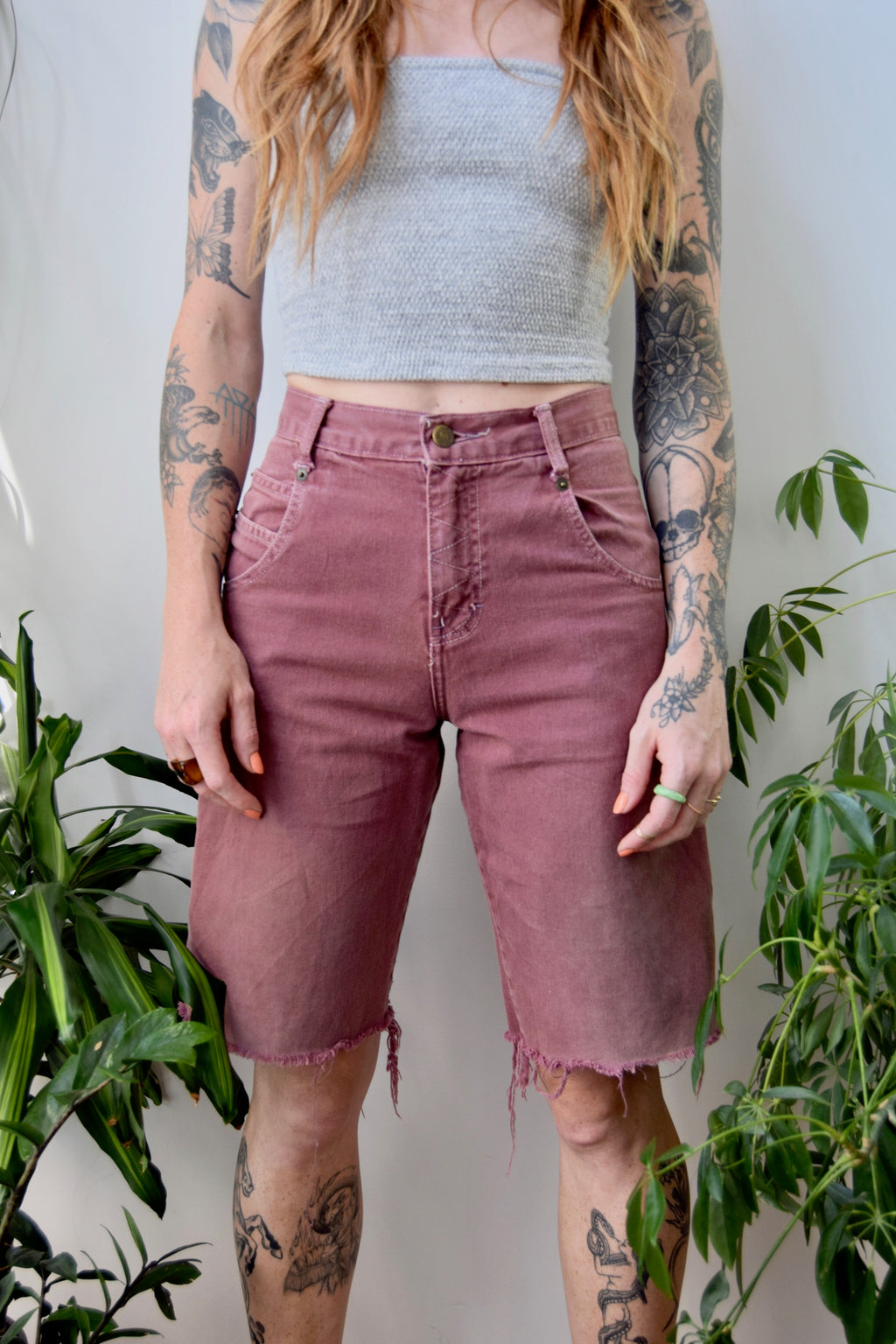 Mauve Denim Cut Offs