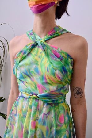 Seventies Swirled Chiffon Dress