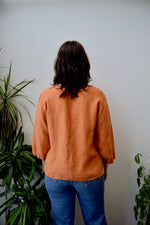 Orange Linen Button Up