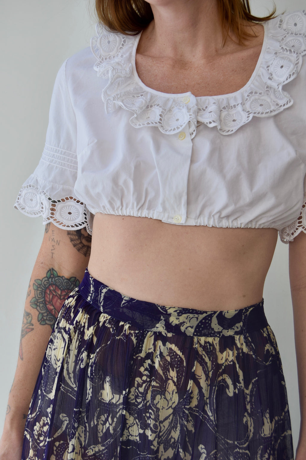 Eyelet Ruffle Bra Crop Top