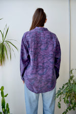 Purple Patterned Silk Button Up