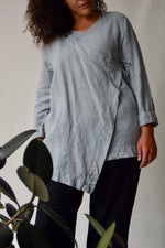 Stone Linen Wrap Top