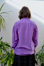 Purple Silk Button Up Blouse