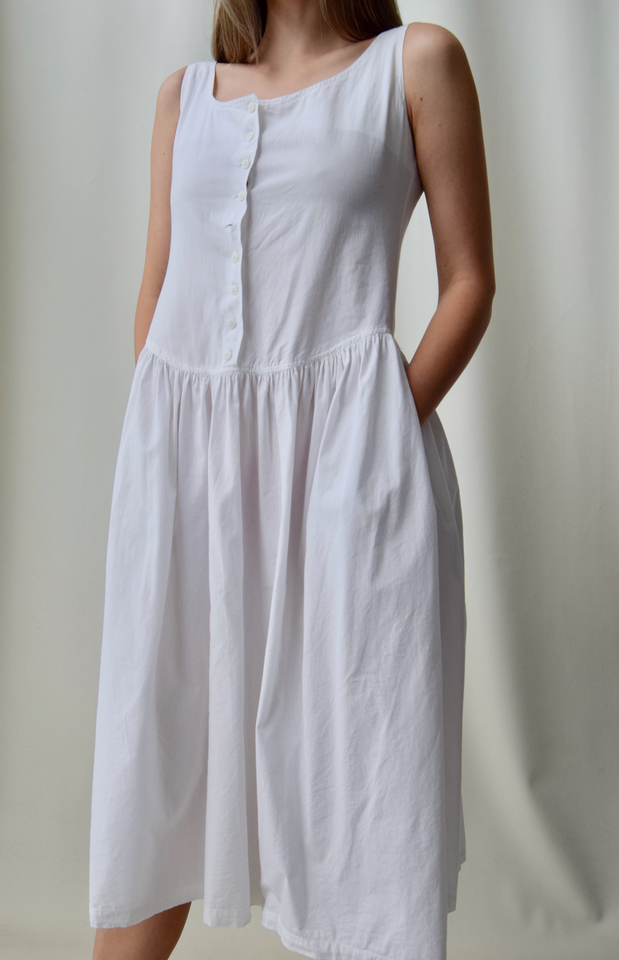80's White Cotton Drop Waist Summer Dress – Community Thrift and Vintage
