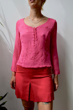 Fuchsia Beaded Silk Blouse