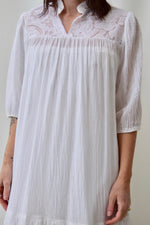 White Sheer Gauze Cotton Lace Dress