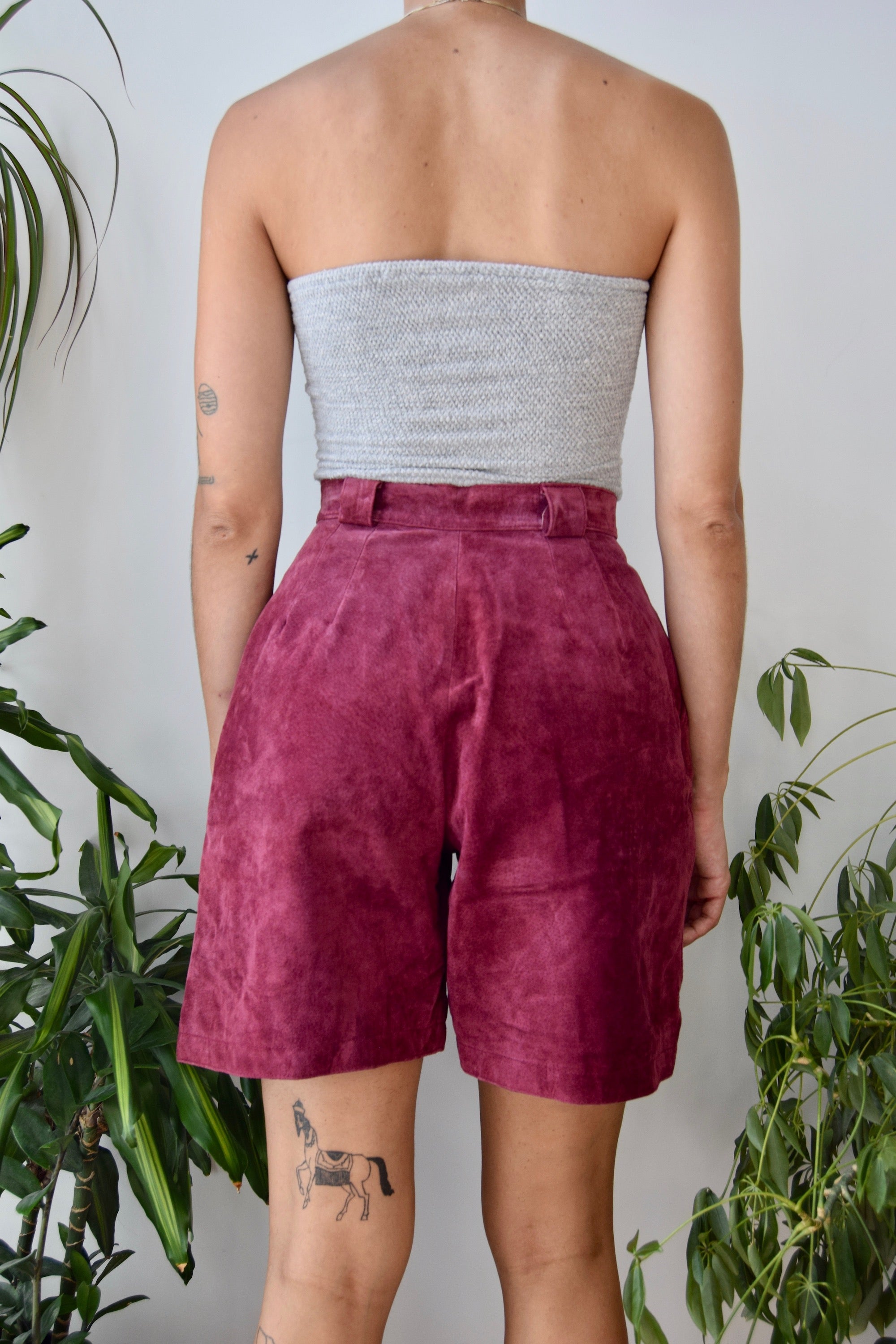 "Forenza" Wine Suede Trouser Shorts