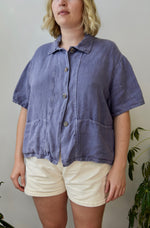 Periwinkle Linen Crop Top