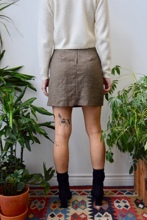 Brown Plaid Mini Skirt