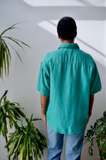 Teal Silk Button Up