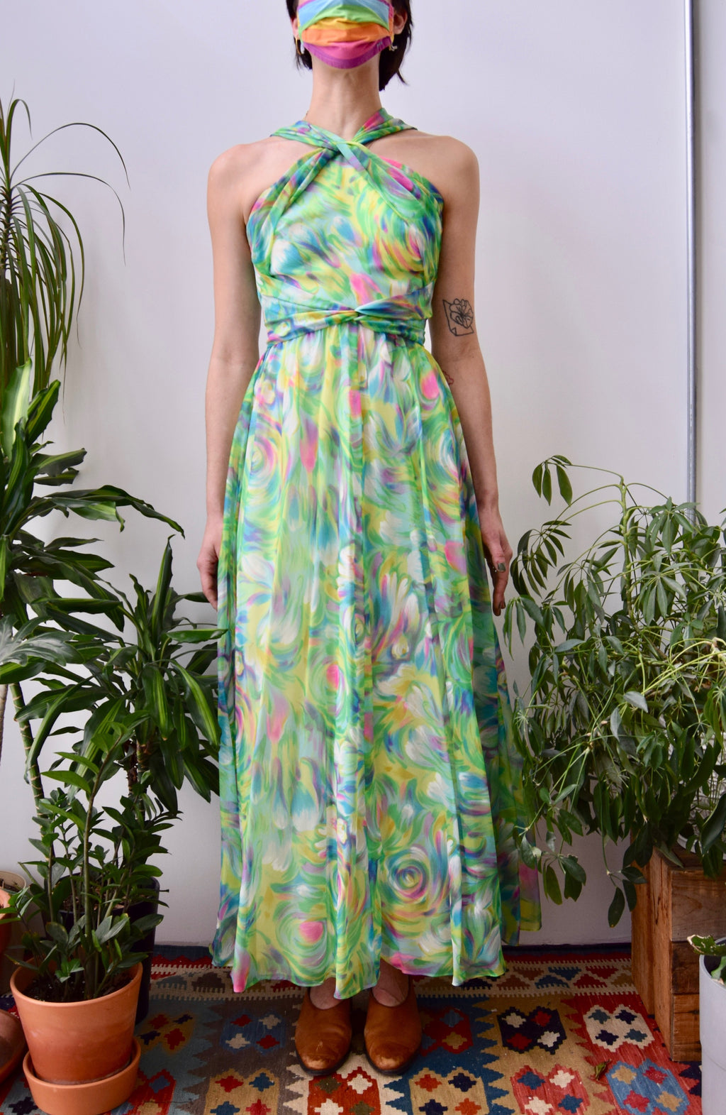 Seventies Swirled Chiffon Dress