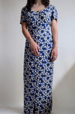 90's Sapphire Blue Daisy Maxi Dress