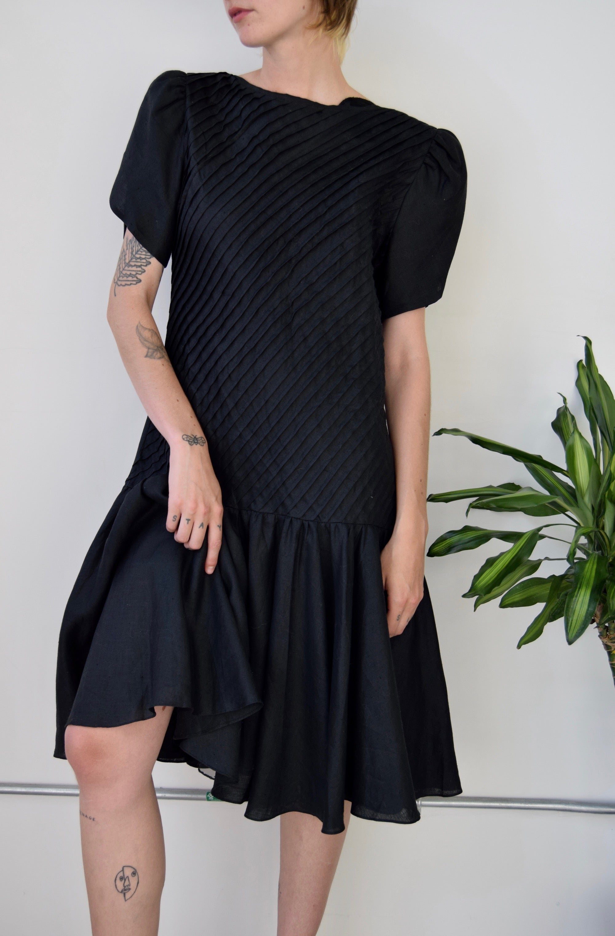 Linen Drop Waist Party Dress