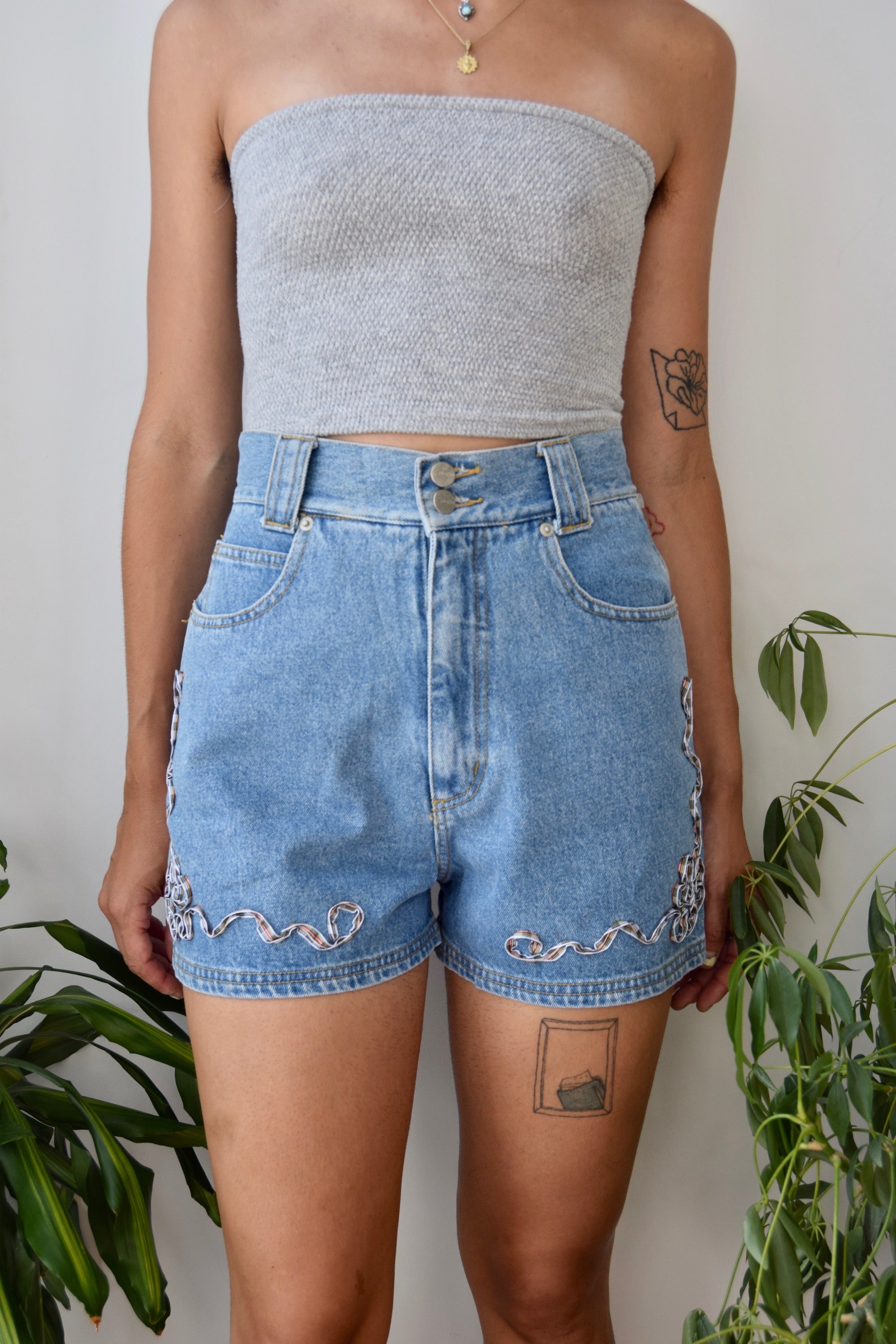 Nineties Ribbon Denim Shorts