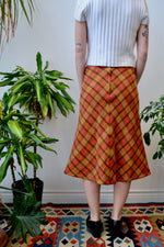 Plaid Wool Midi Skirt