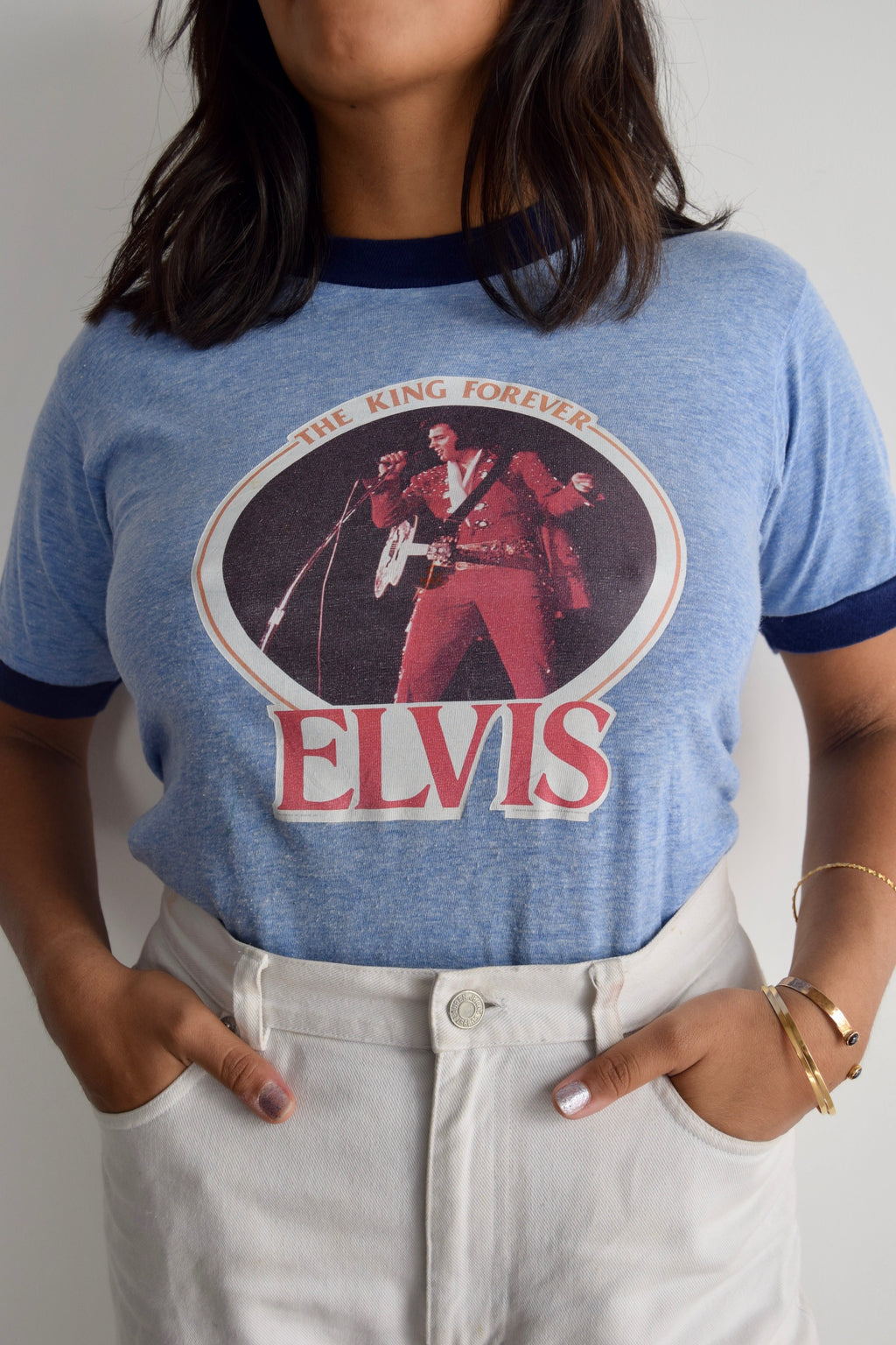 Vintage 77' Elvis Ringer T Shirt