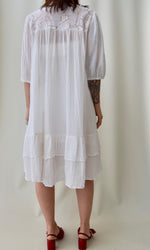 White Sheer Gauze Cotton Lace Dress