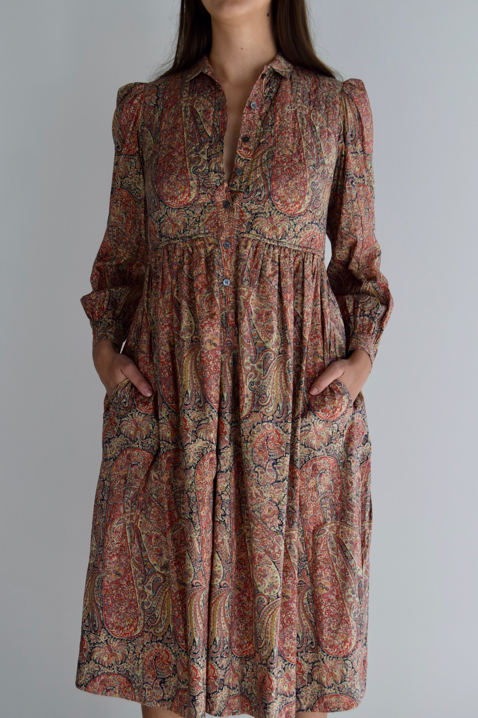 Vintage "Jaeger" Paisley Quilted Dress