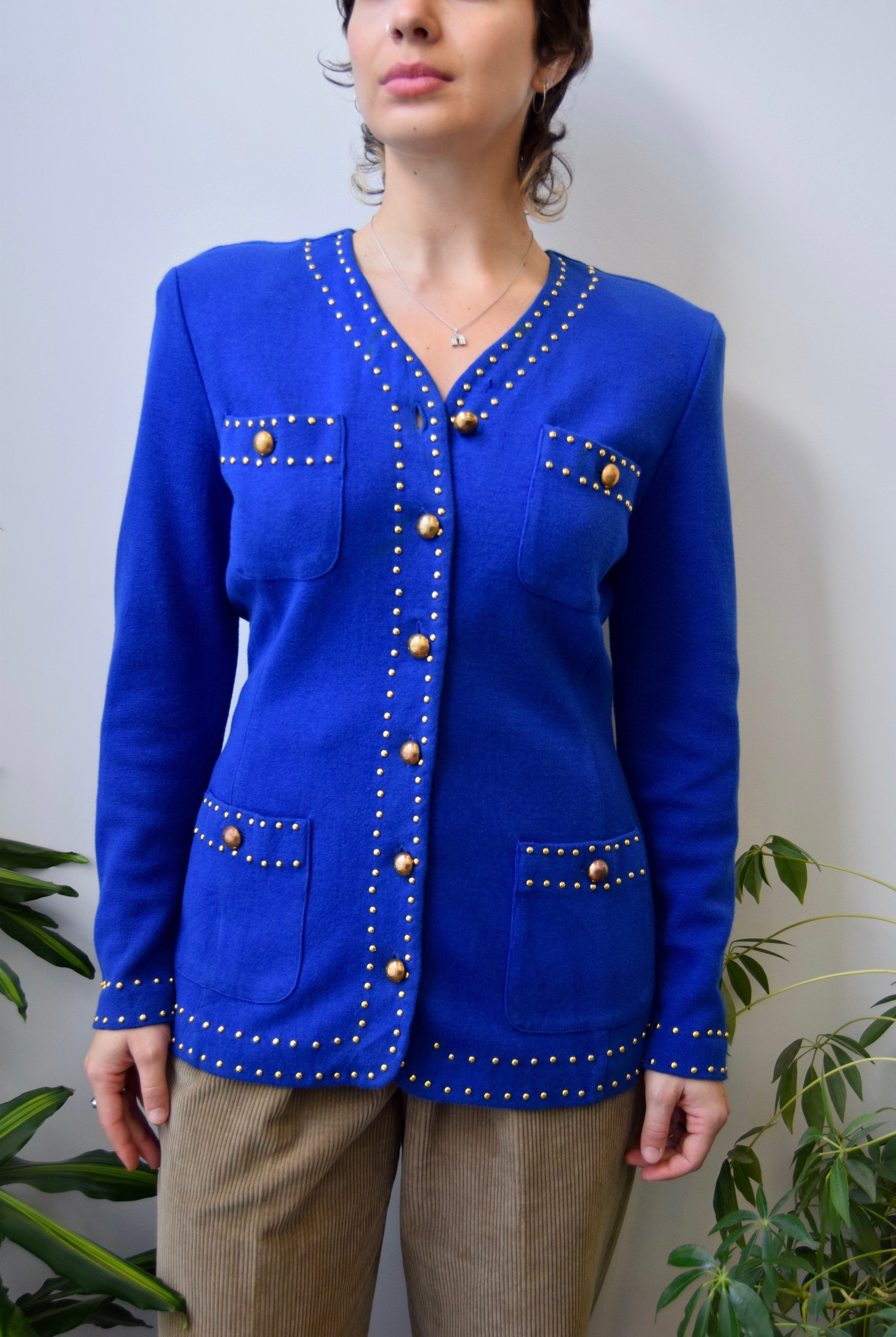 Eighties Cobalt Knit Blazer