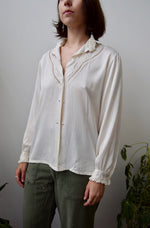 Embroidered Cream Silk Blouse
