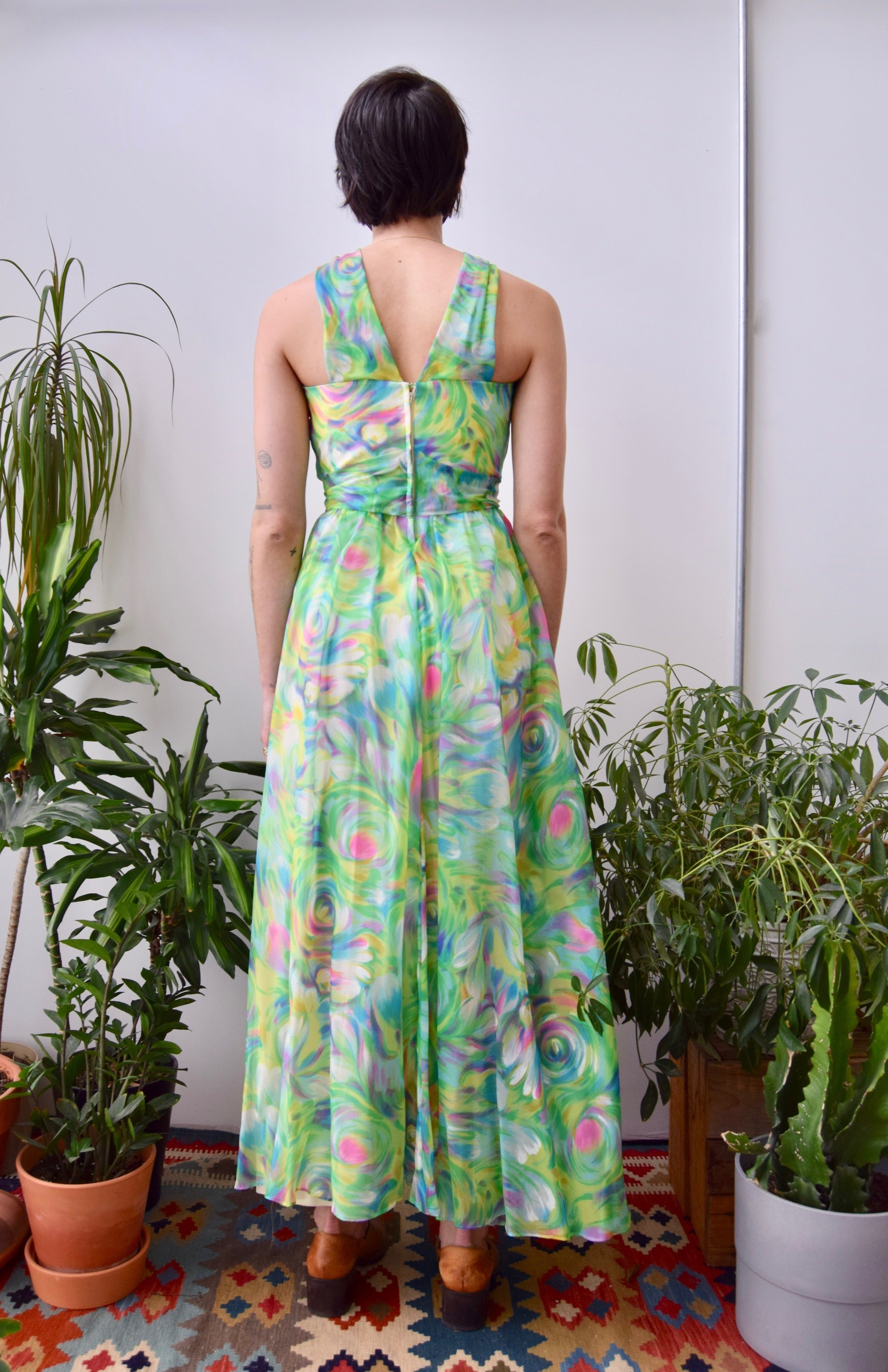 Seventies Swirled Chiffon Dress