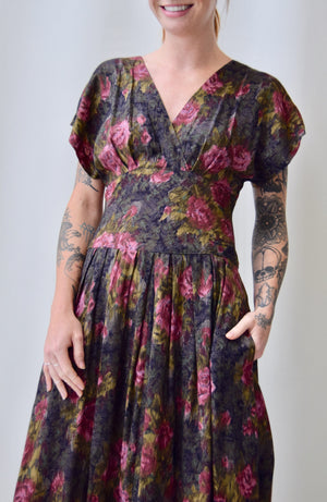 80's Does 40's Rose Dress
