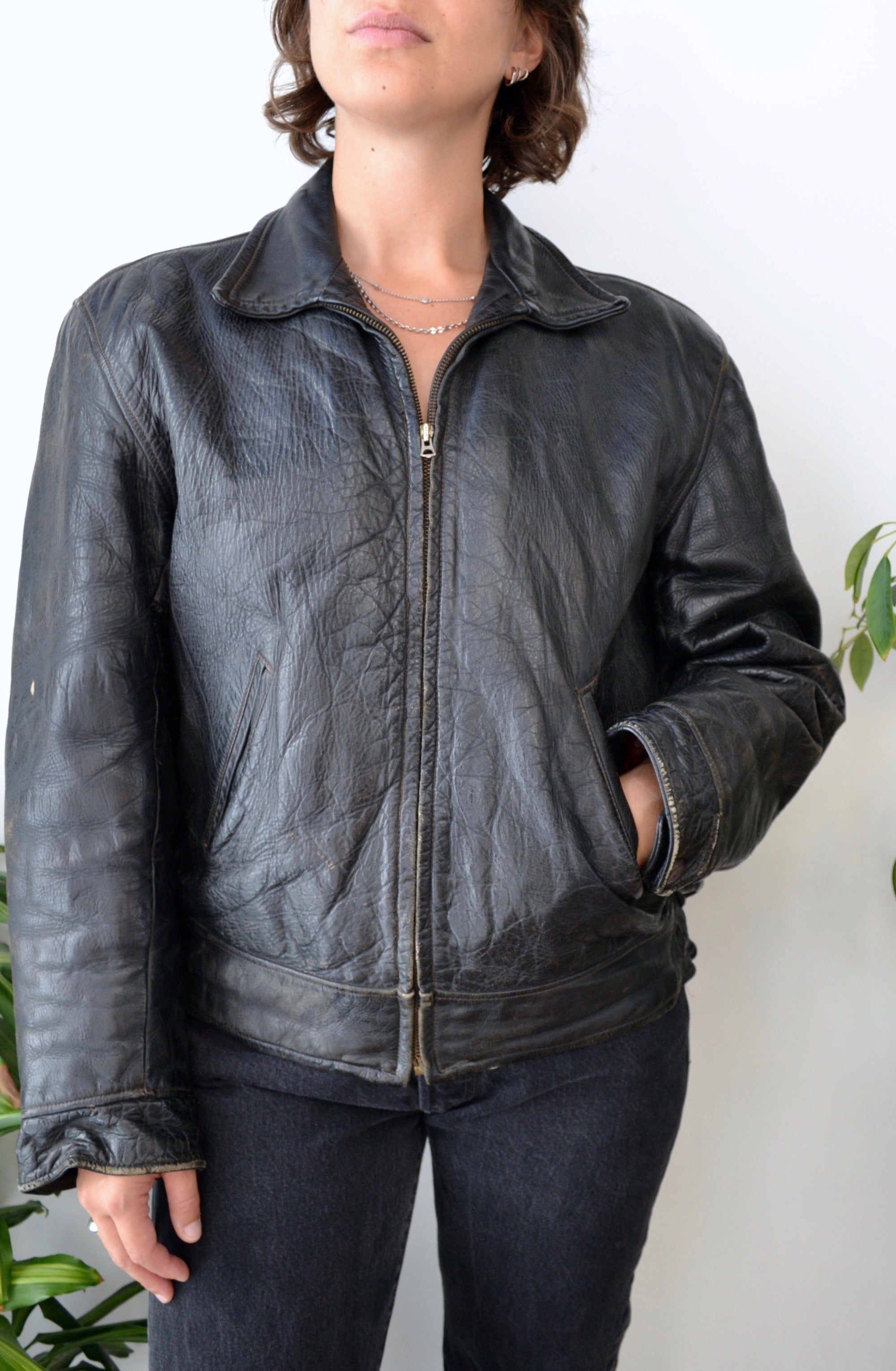 1930's/1940's Black Leather Jacket