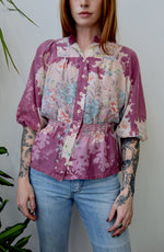 Seventies Floral Peplum Blouse