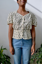 Patterned Puff Sleeve Blouse