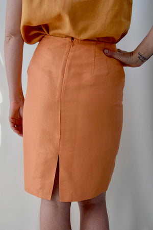 Tangerine Raw Silk Skirt