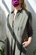 Olive Raw Silk Shirtdress