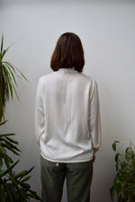 Embroidered Cream Silk Blouse