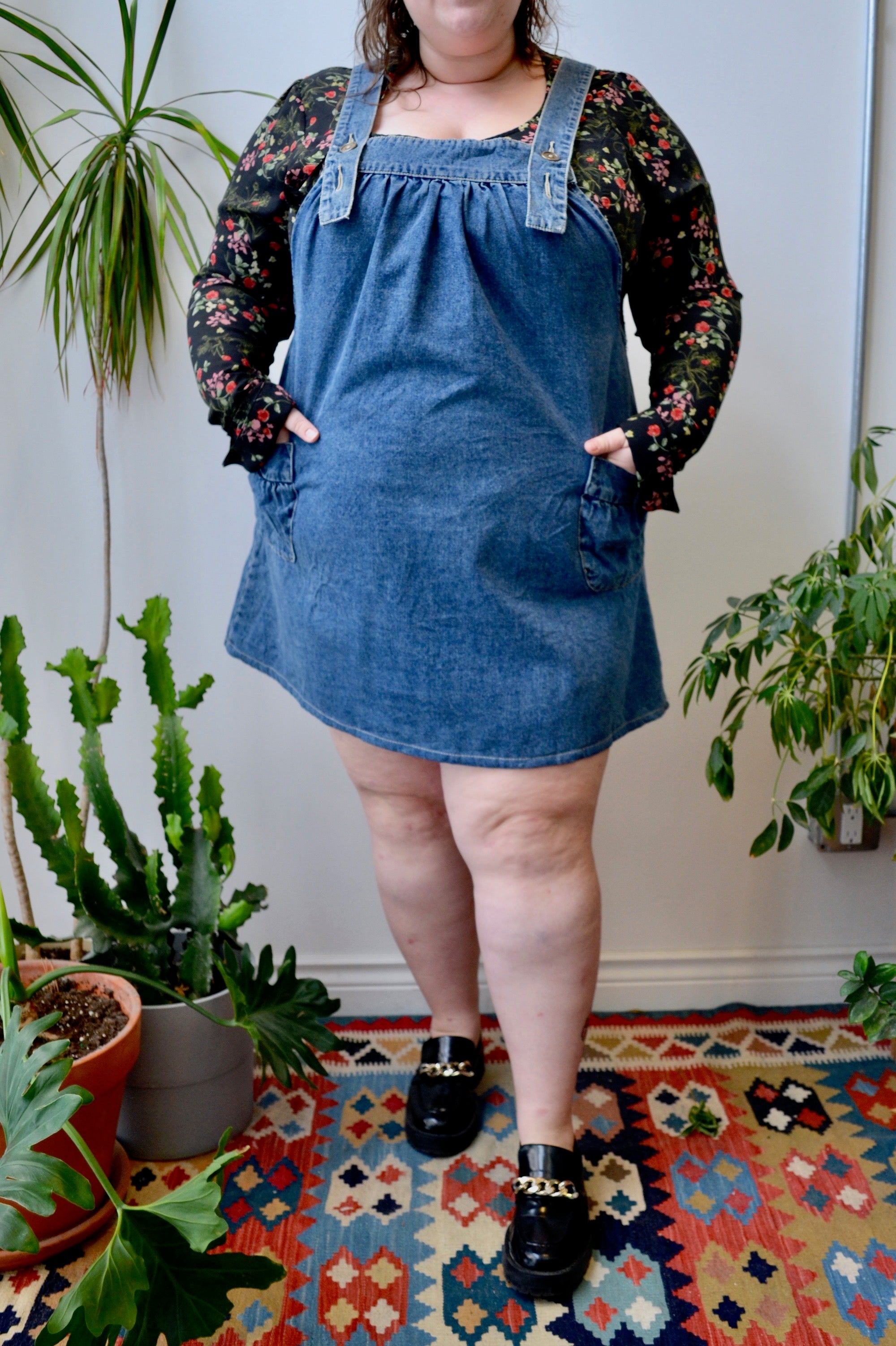 Denim jumper dress sales plus size