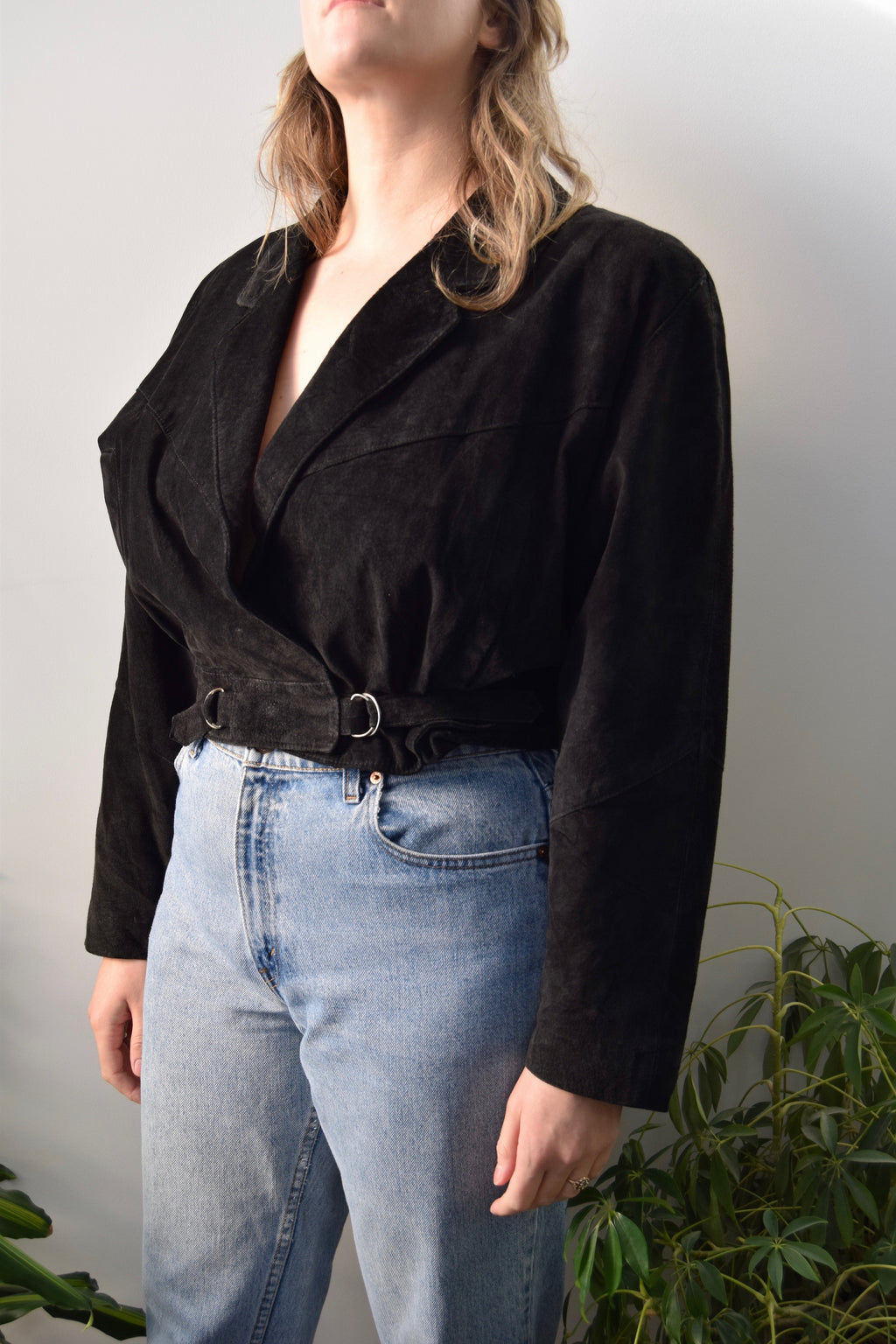 Cropped Black Suede Jacket