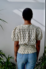 Patterned Puff Sleeve Blouse
