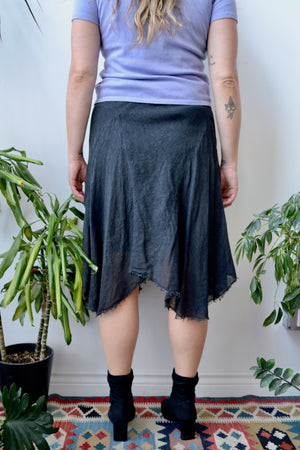 Black Linen Bias Skirt